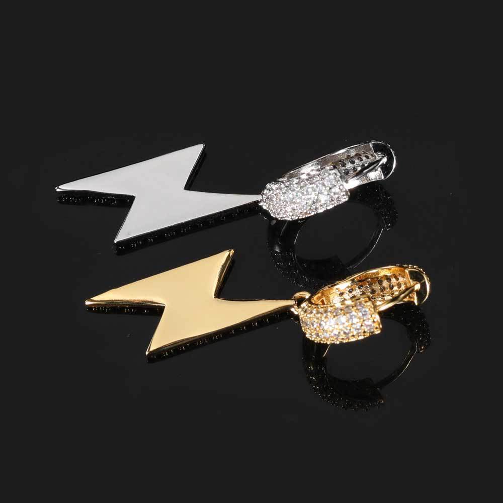 Hip Hop Circle Lightning Eardrops Micro Inlaid Zircon