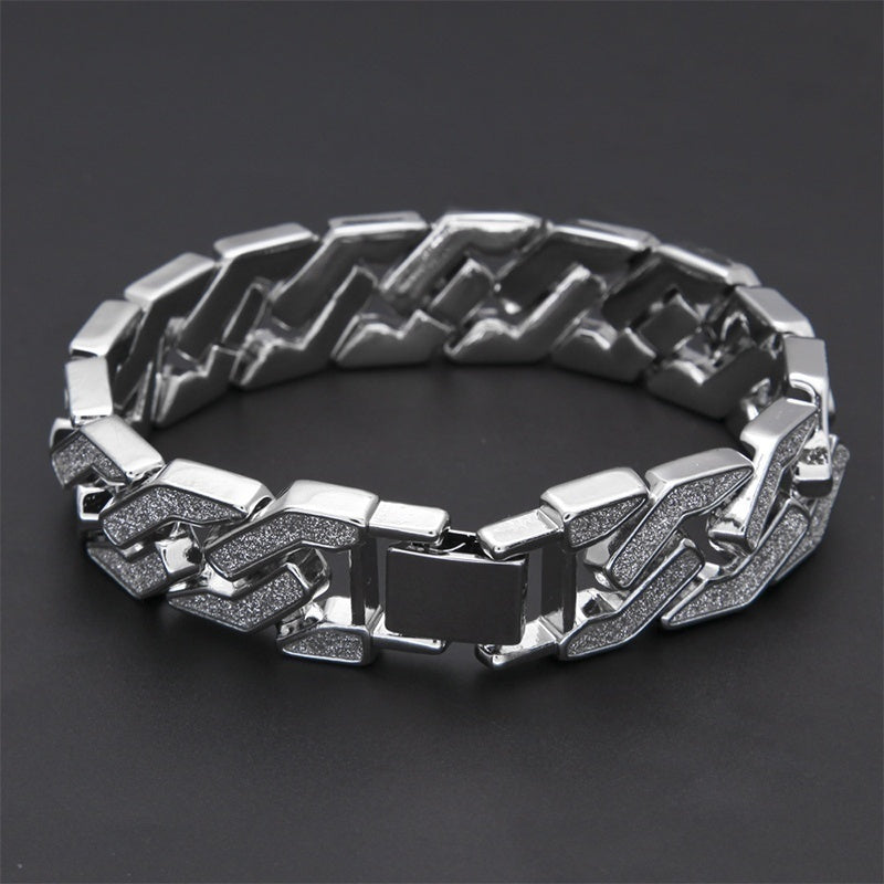 Rhinestone Cuban Bracelet Mens Hip Hop Star Glitter Geometric Shape Bracelet