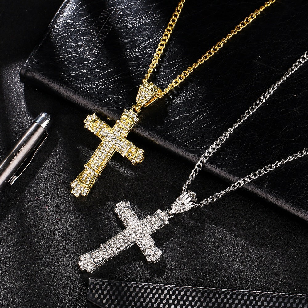 Iced Out Mens Cross Necklace