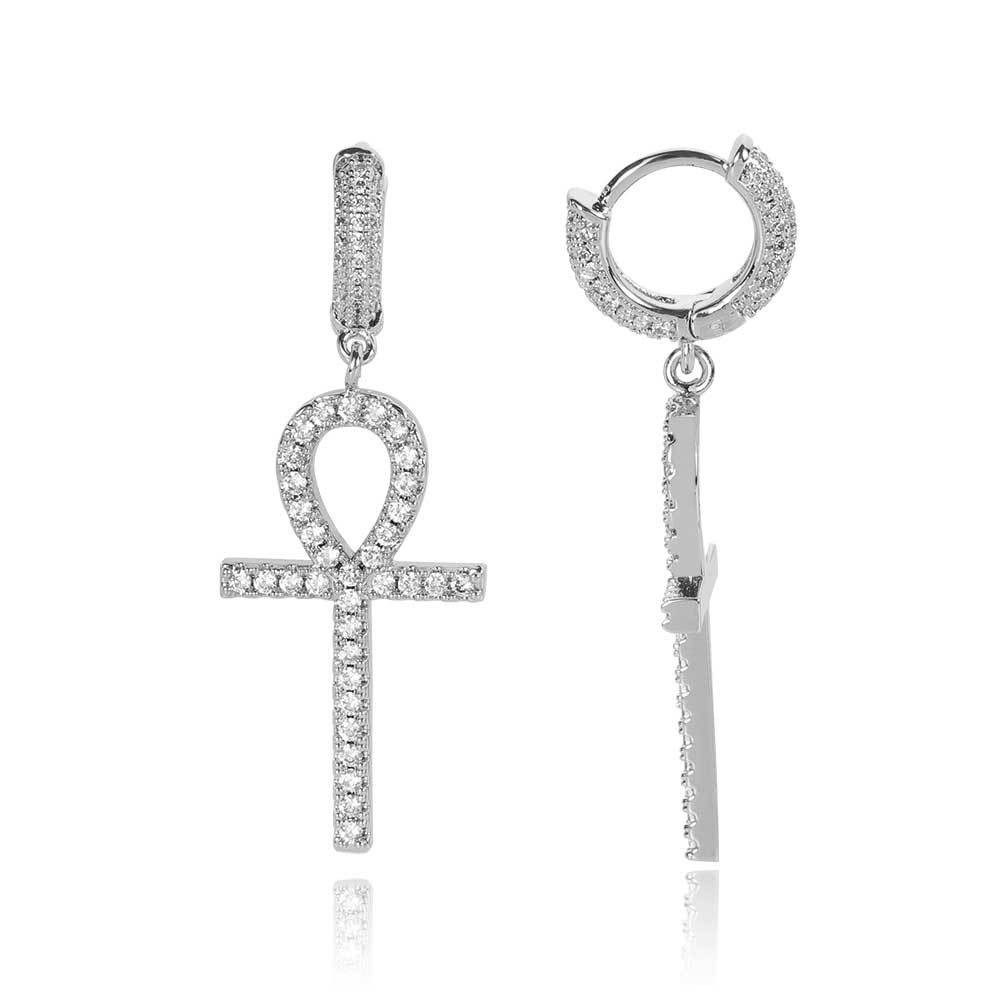 Hip Hop Stud Earrings Ankh Key Personality Cross Earrings