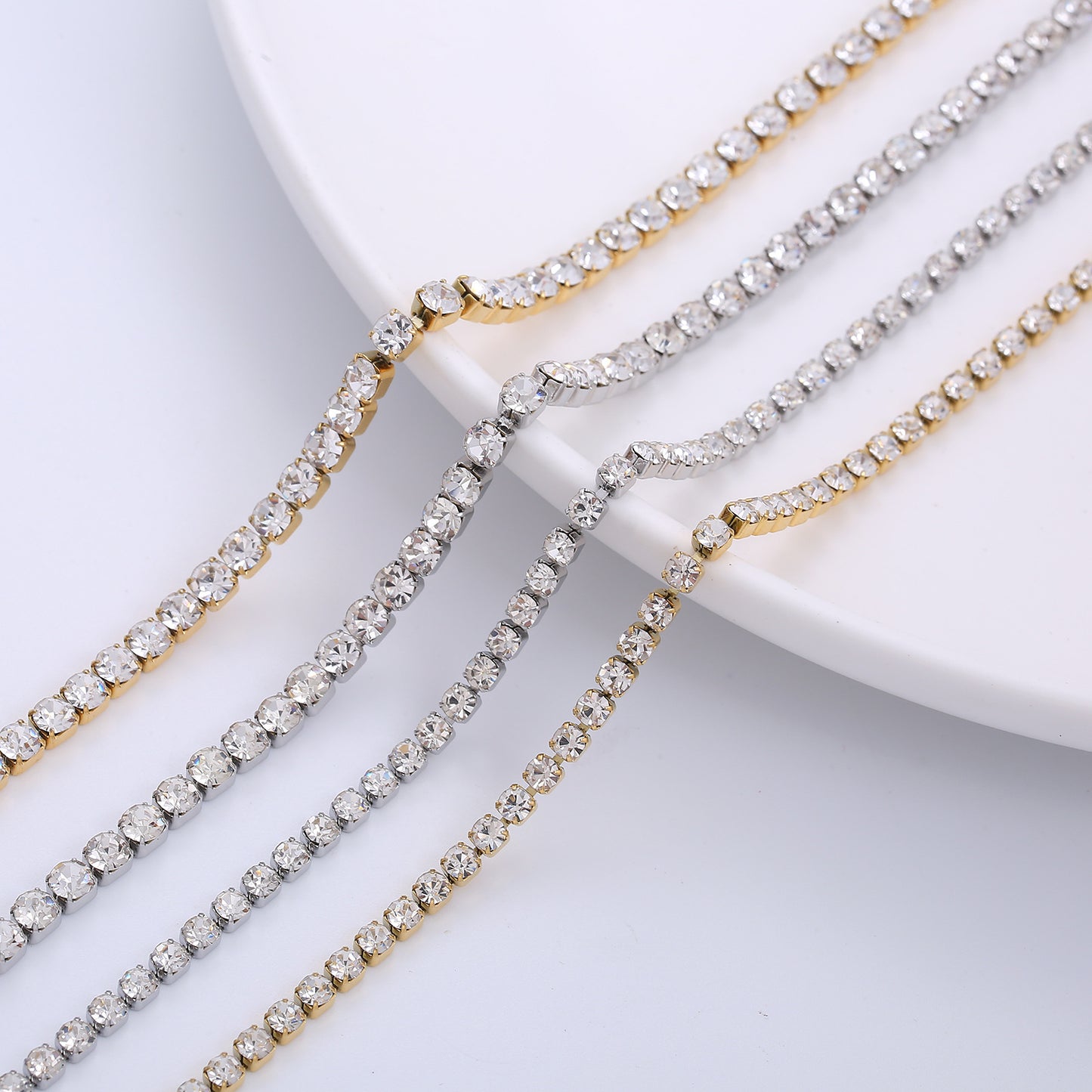 Stainless Steel White Diamond Tennis Necklace