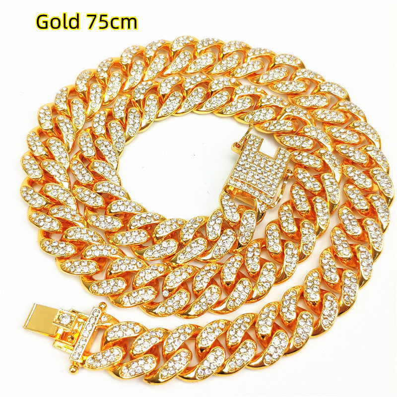 Dense Diamond Men's Cuban Link Chain Necklace Hip Hop